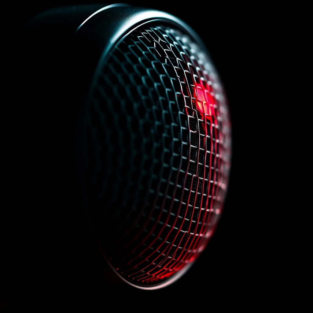 Micro de broadcast en gros plan, traitement synthetique — illustration de couverture porte-parolIA